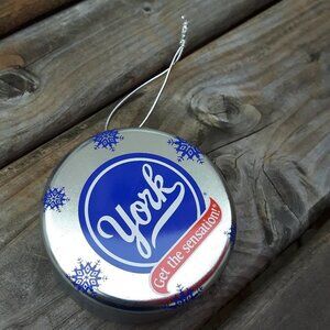 YORK peppermint pattie tin ornament hanging round